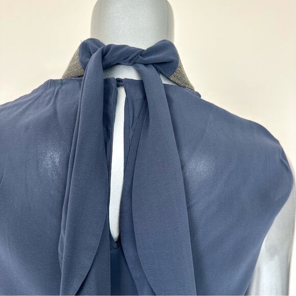 Brunello Cucinelli women silk blouse with chain collar size S Retail 1450$ - Picture 5 of 10